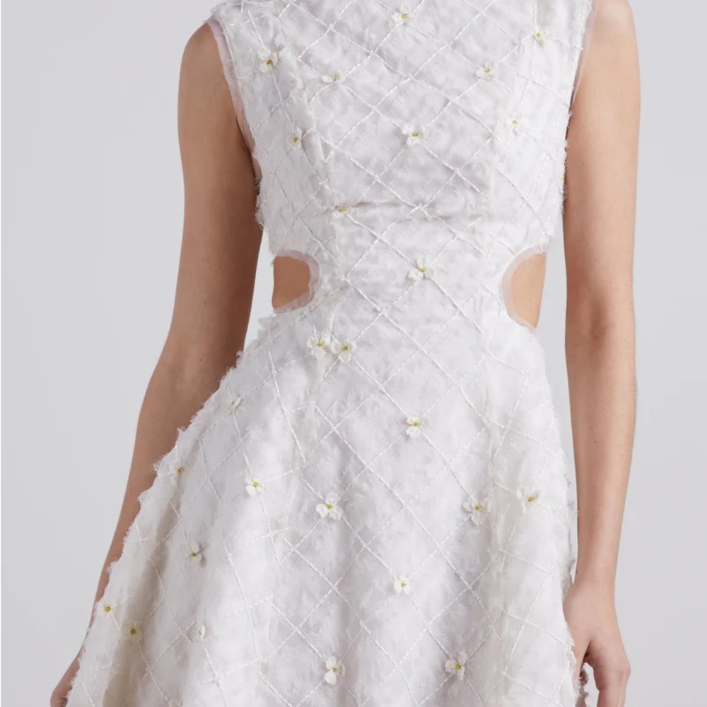 Mirage Organza Cut Out Mini Dress in Ivory US 4